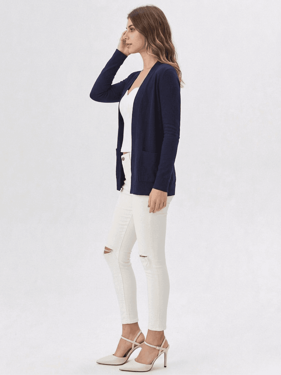 Cárdigan Largo Abierto con Bolsillos 3