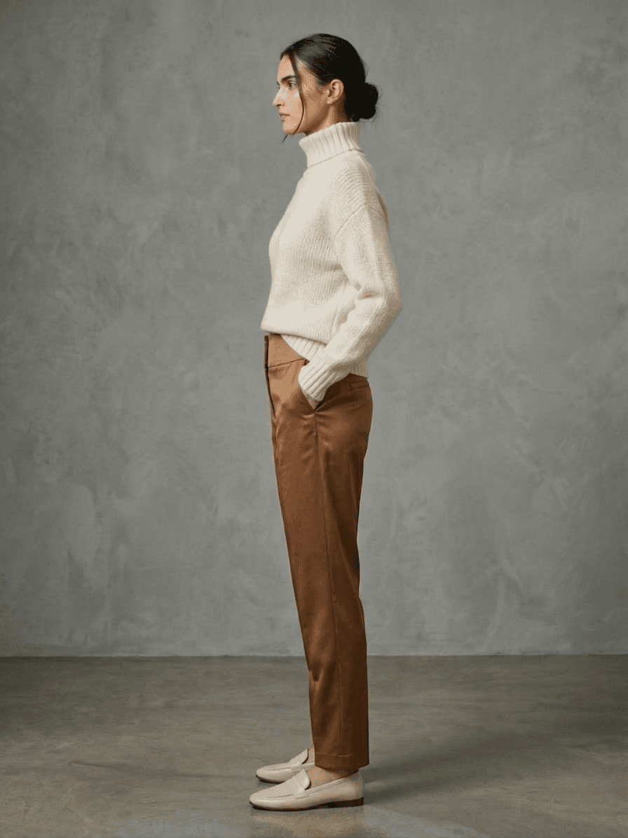 Pantalón Satín Estilo Capri Tiro Alto 3