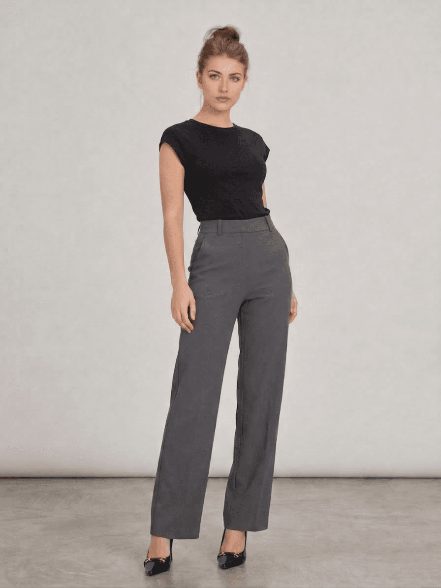 Pantalón de Vestir Fluido Corte Recto 1