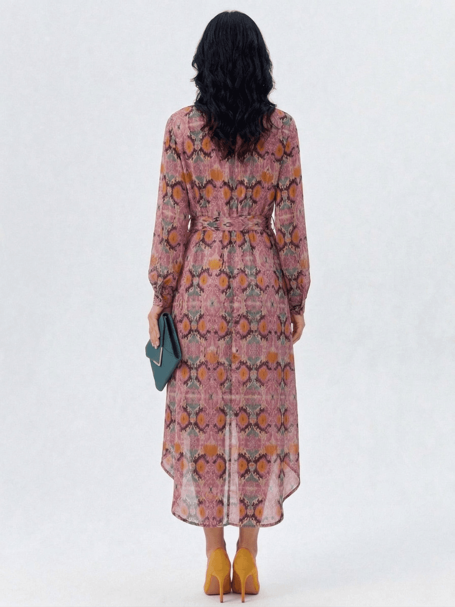 Vestido Largo Camisero de Estampado Étnico 4