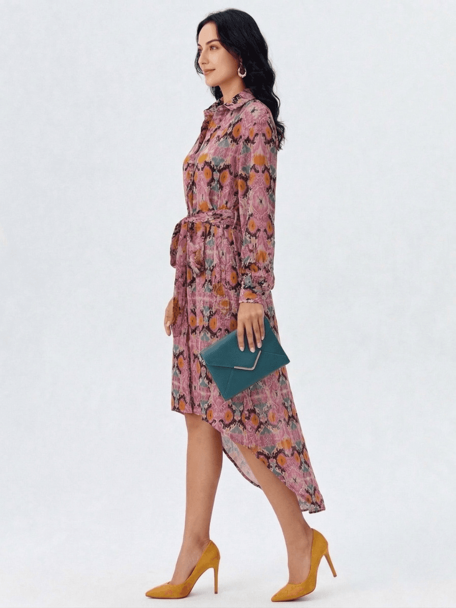Vestido Largo Camisero de Estampado Étnico 3