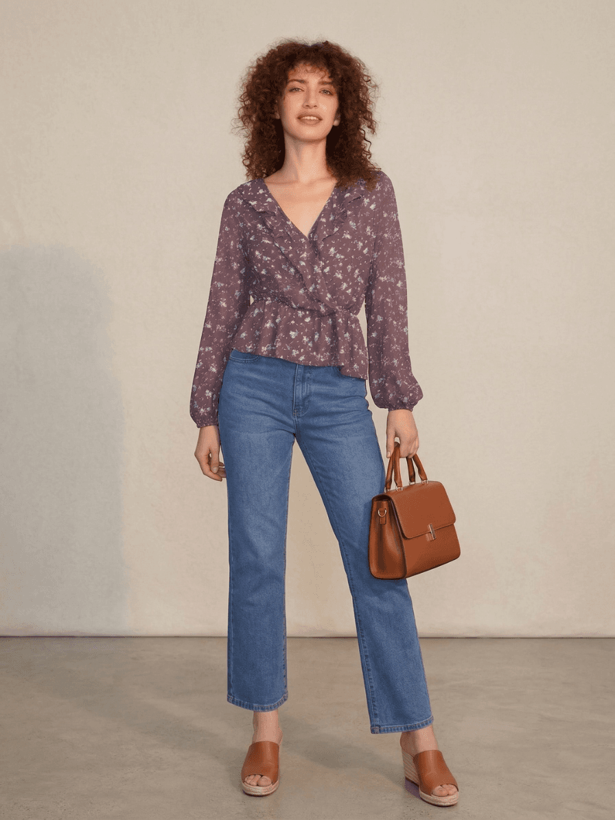 Blusa Cruzada Floral con Volantes 1