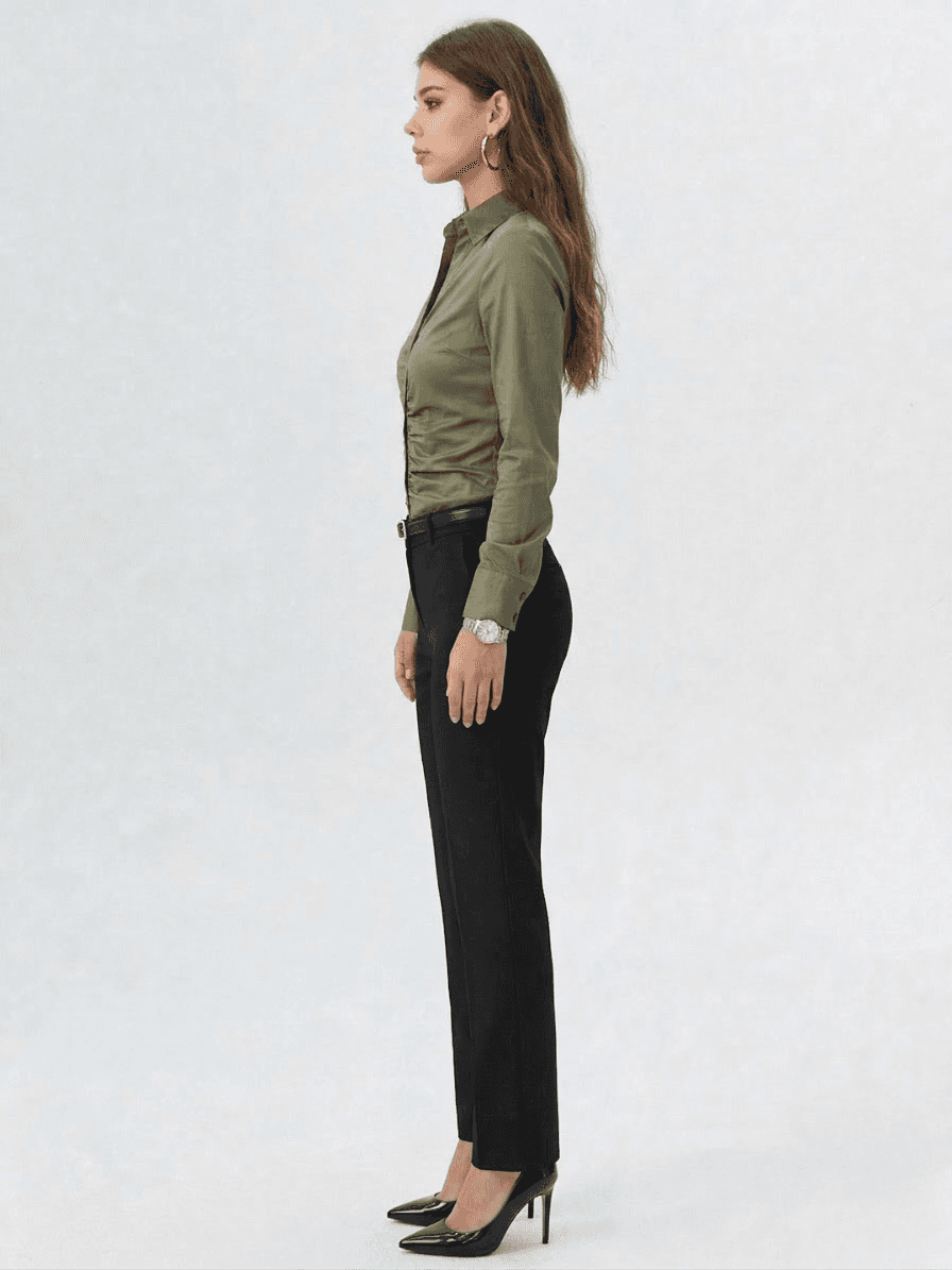 Camisa Satinada con Frunces Frontales 3