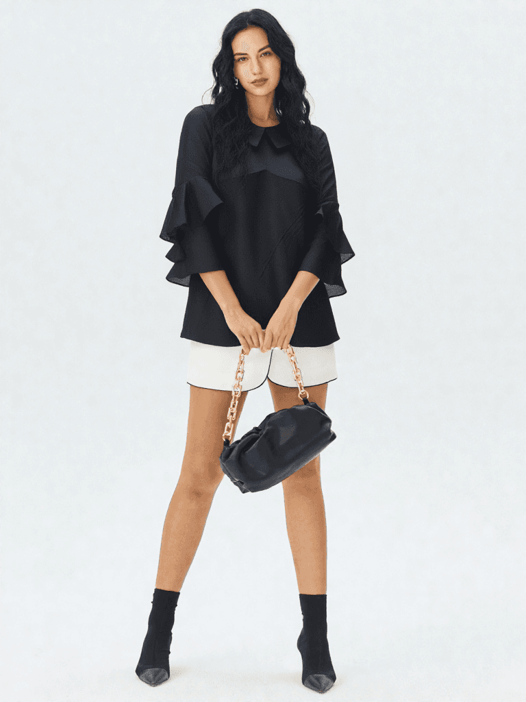 Blusa Estructurada con Volantes en Mangas 1