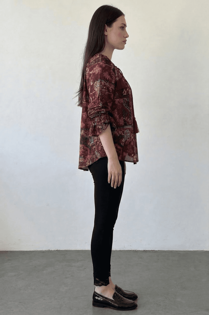 Blusa Boho con Borlas y Estampado Floral 3
