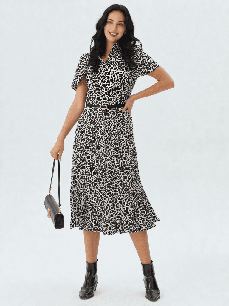 Vestido Midi Estampado Geométrico 1