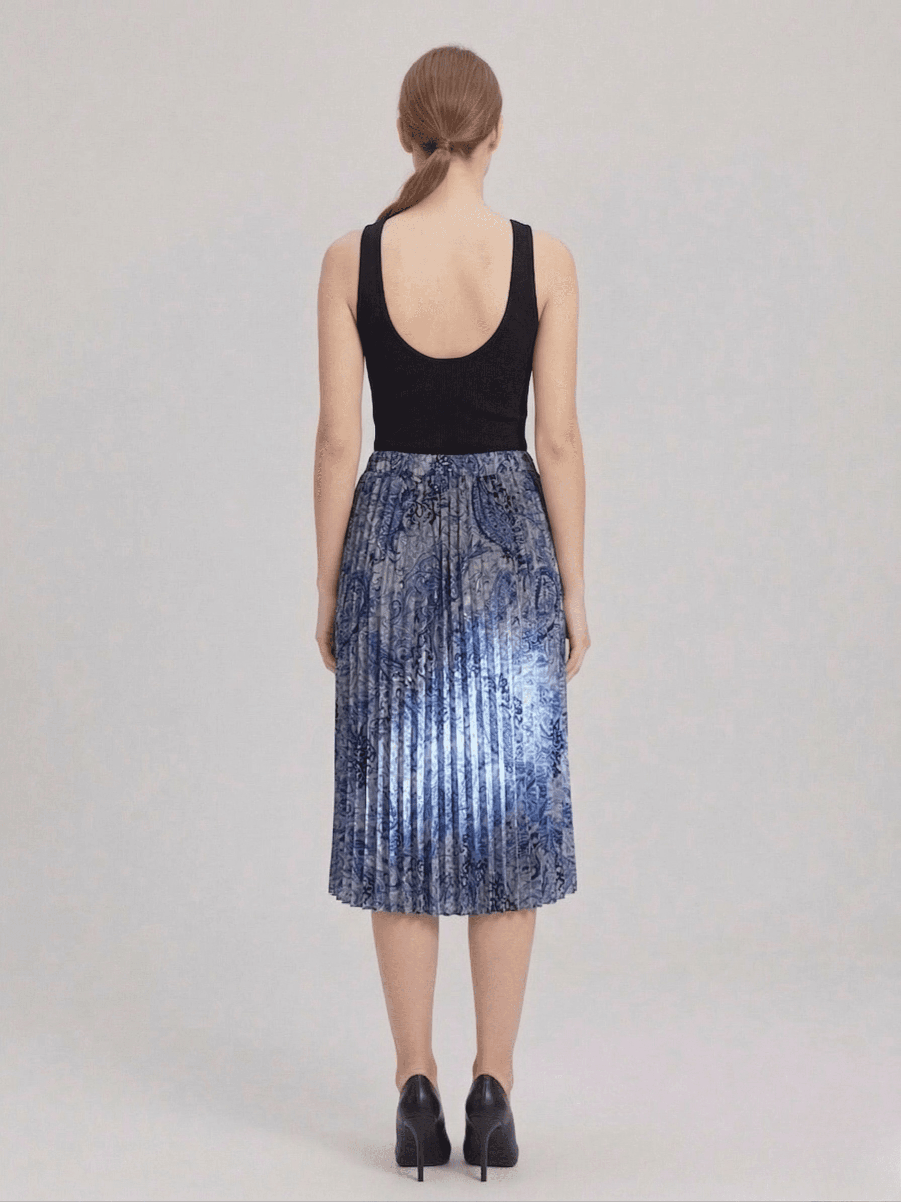 Falda Midi Plisada Paisley 4