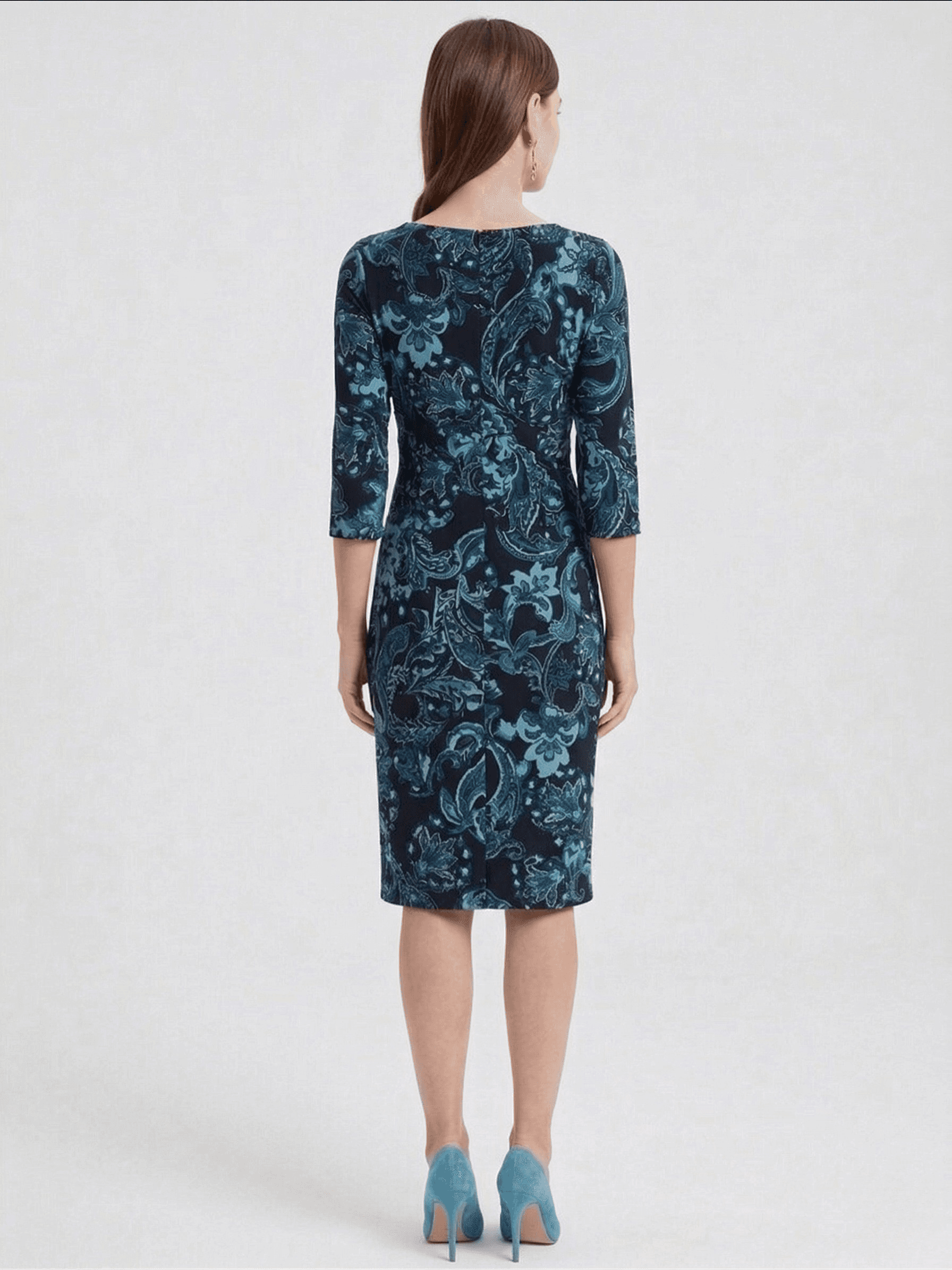 Vestido Midi Estampado Abstracto Azul 4