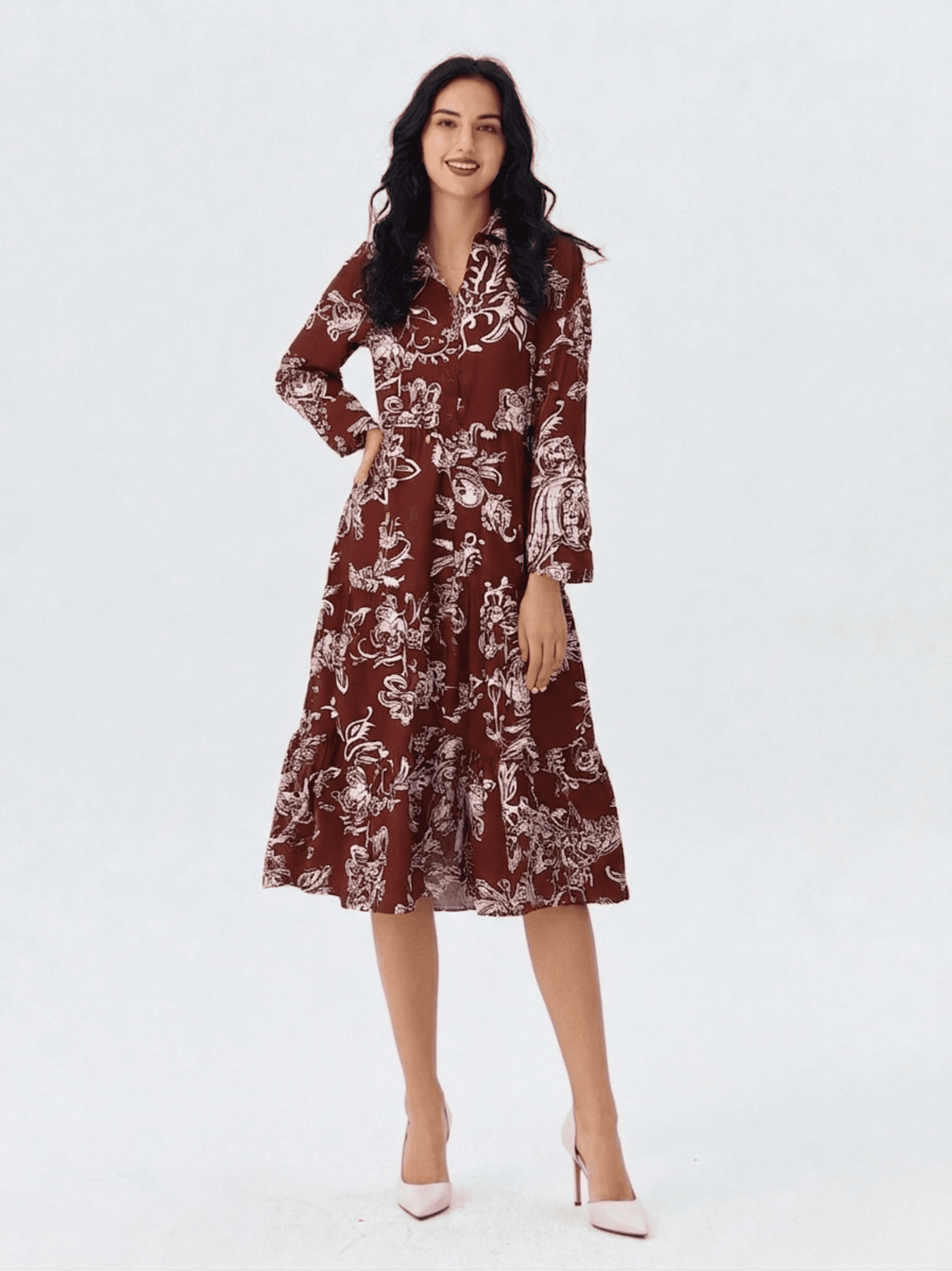 Vestido Midi Estampado Floral
