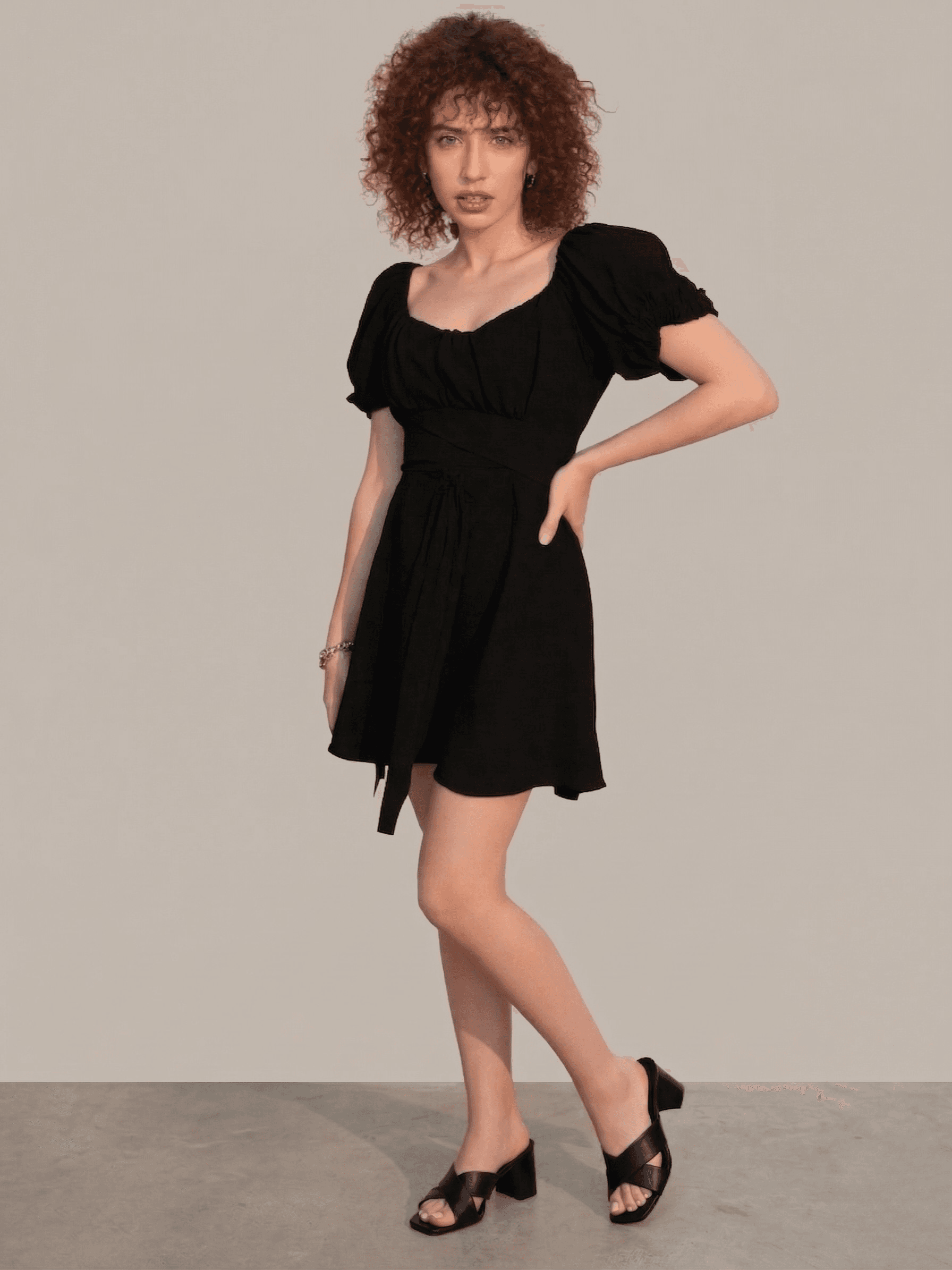 Vestido Midi Punto Negro 1