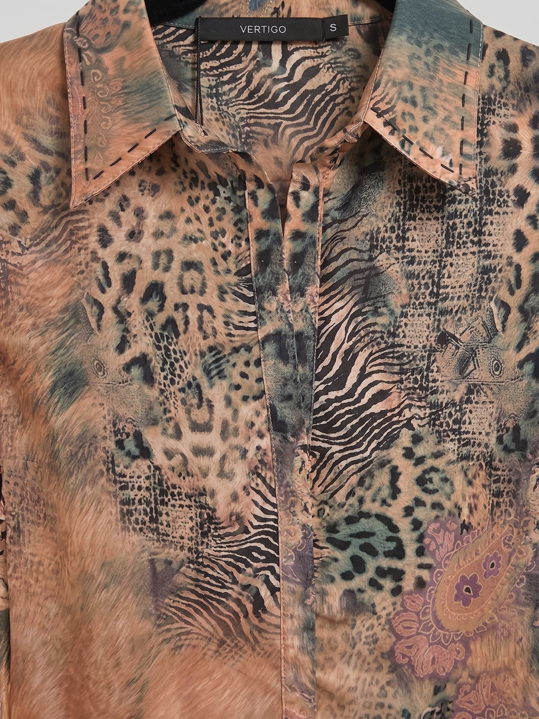Blusa con Estampado Mixto Animal Print y Paisley — vista 2