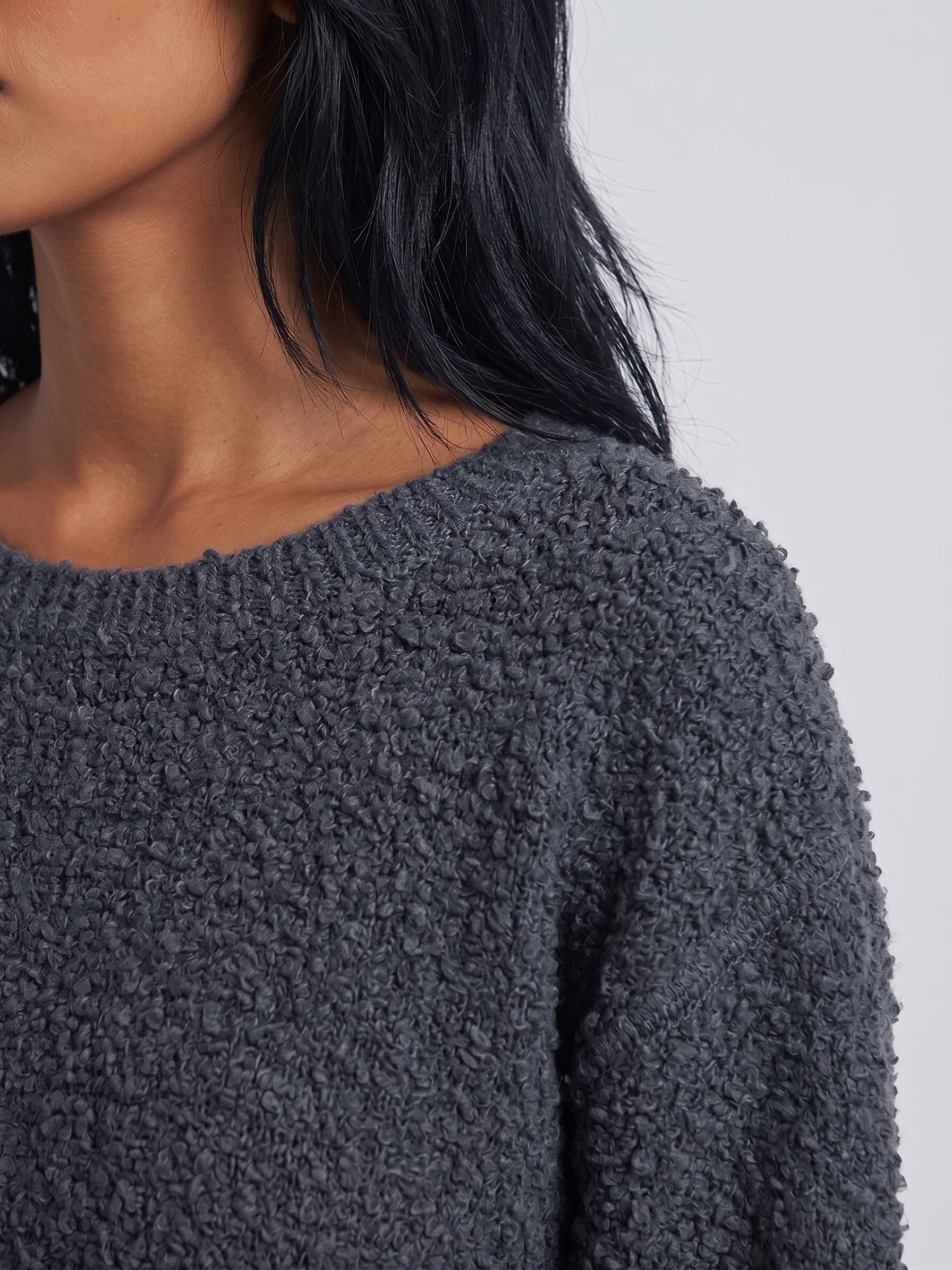 Suéter Holgado de Textura Bouclé Azul Marino — vista 2