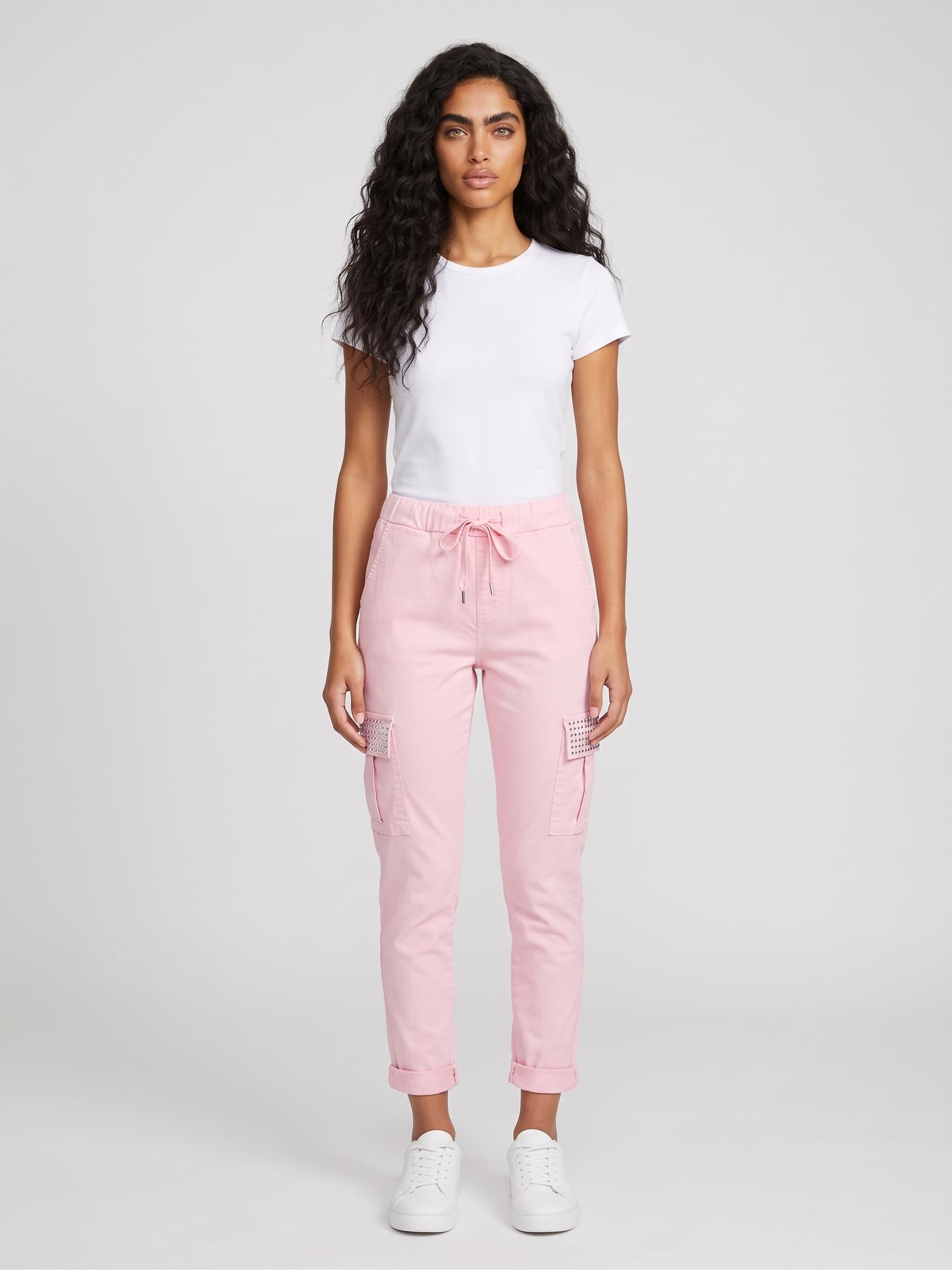 Pantalón Jogger Cargo Rosa con Detalles